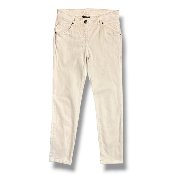 Brunello Cucinelli Denim - Brunello Cucinelli Womens 4 Beige Extra Skinny Fit Straight Leg Denim Pants